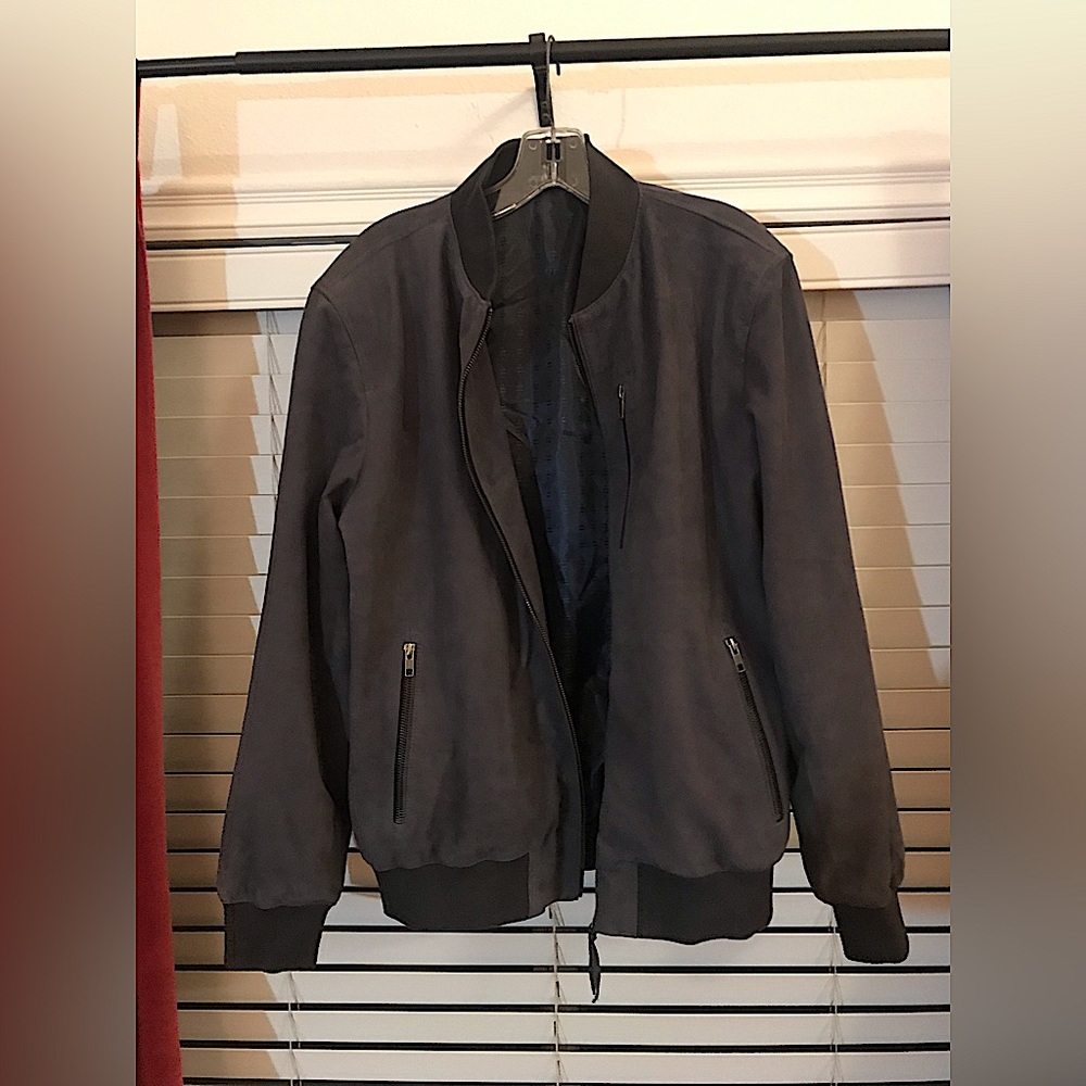 Mens Dark Grey Suede Jacket